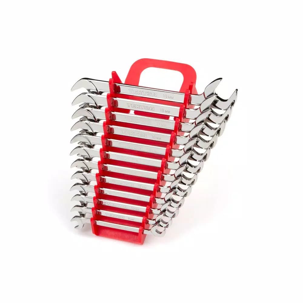TEKTON 12-Piece Metric Angle Head Open End Wrench Set, 8 mm to 19 mm