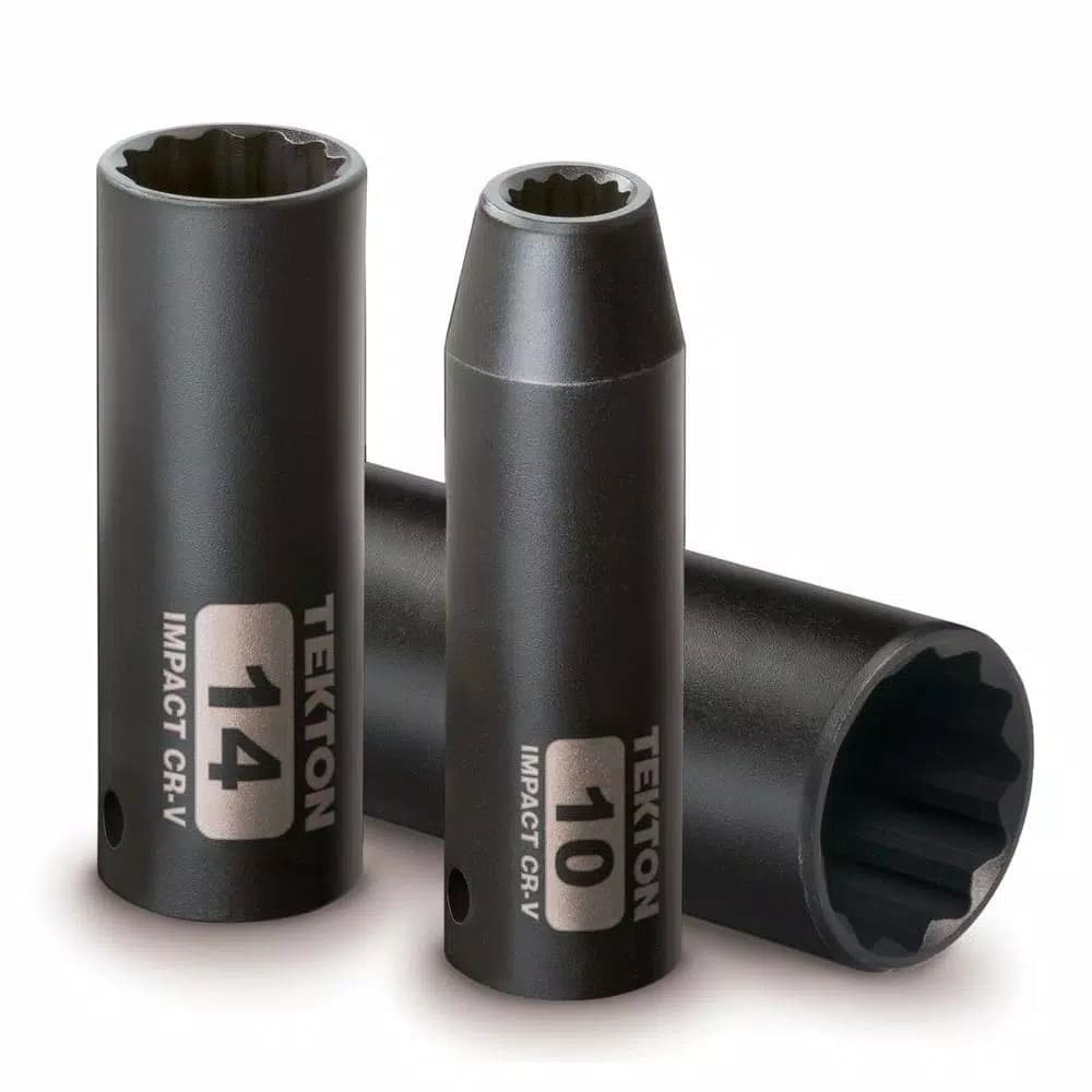 TEKTON 3/8 in. Drive 7-19 mm 12-Point Deep Impact Socket Set, 13-Piece