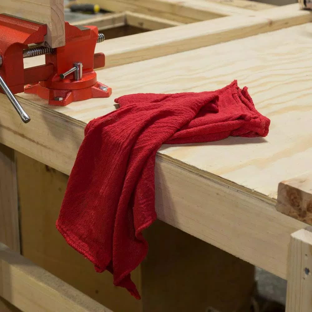 Stalwart 100% Cotton Auto Shop Rags, 25-Pack, Red