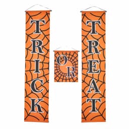 Unbranded 70 in. Trick or Treat Halloween Banner, 3-Piece Orange Polyester Indoor Wall Decor thumbnail 1