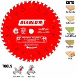 Diablo 12 in. x 44-Teeth General Purpose Carbide Circular Saw Blade thumbnail 6