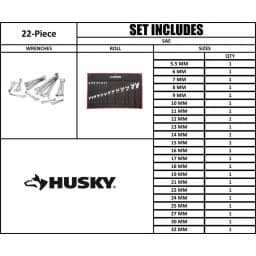 Husky 22-Piece Master Metric Combination Wrench Set thumbnail 7