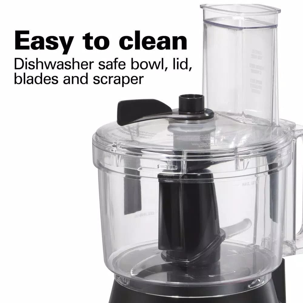 Hamilton Beach 450-Watt 10-Cup Food Processor with Built-in Bowl Scraper, Black and Stainless Steel