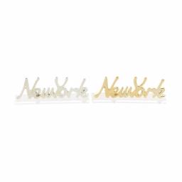 LITTON LANE New York Letter Cut-outs with Clear Acrylic Base, Gold and Silver Aluminum (Set of 2) thumbnail 2
