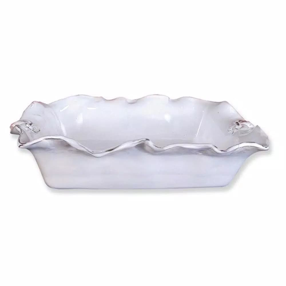 Abigails Fleur De Lis White Ceramic Casserole Dish, Made in Italy, Square