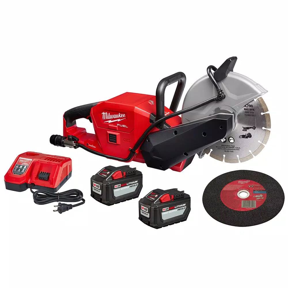 Milwaukee M18 FUEL ONE-KEY 9 in. Cordless Cut Off Saw Kit with (2) 12.0 Ah Batteries & Rapid Charger