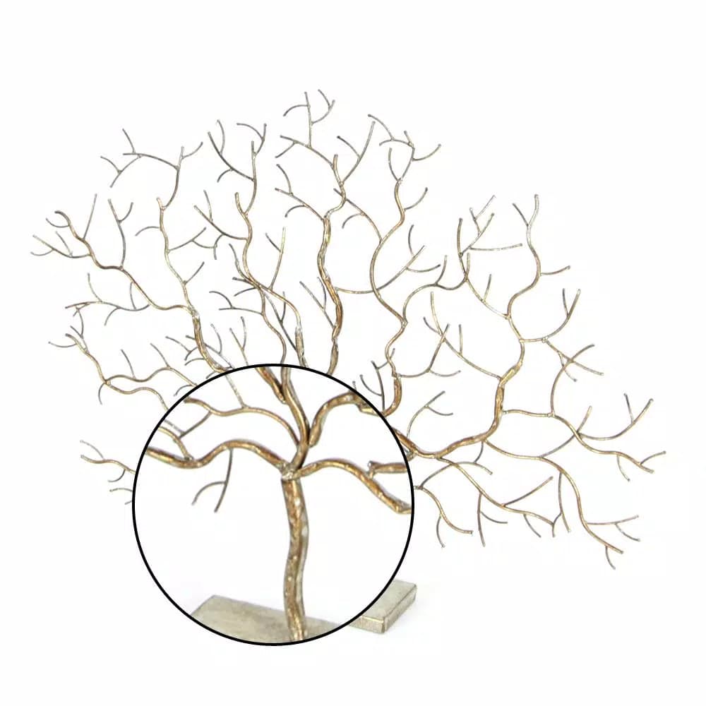 LITTON LANE Natural Reflections 24 in. Rustic Iron Leaf Tree Sculpture, Distressed Silver Finish