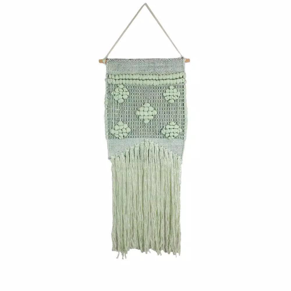 Unbranded Marmont Hill Light Green Macrame Wall Tapestry - Hand Woven Cotton Wall Hanging