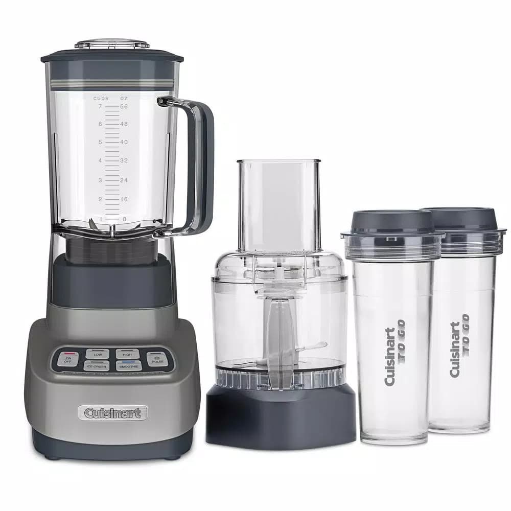 Cuisinart Velocity Ultra Trio 3-in-1 Blender and Food Processor with Travel Cups, Gunmetal Gray