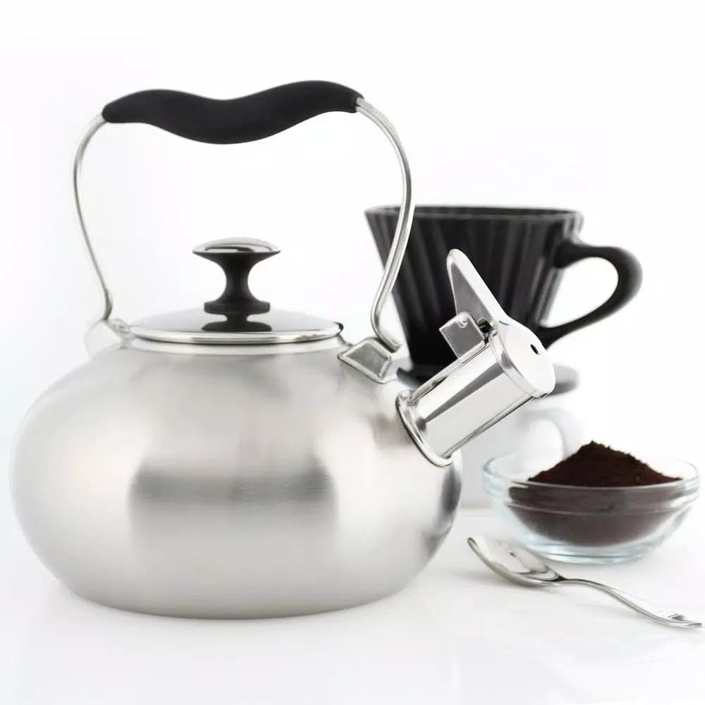 Chantal Tulip 7.2-Cup Stainless Steel Tea Kettle, Brushed Finish, Induction Compatible
