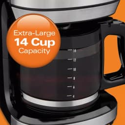 Hamilton Beach 14-Cup Programmable Drip Coffee Maker with Front-Fill Design, Black thumbnail 6