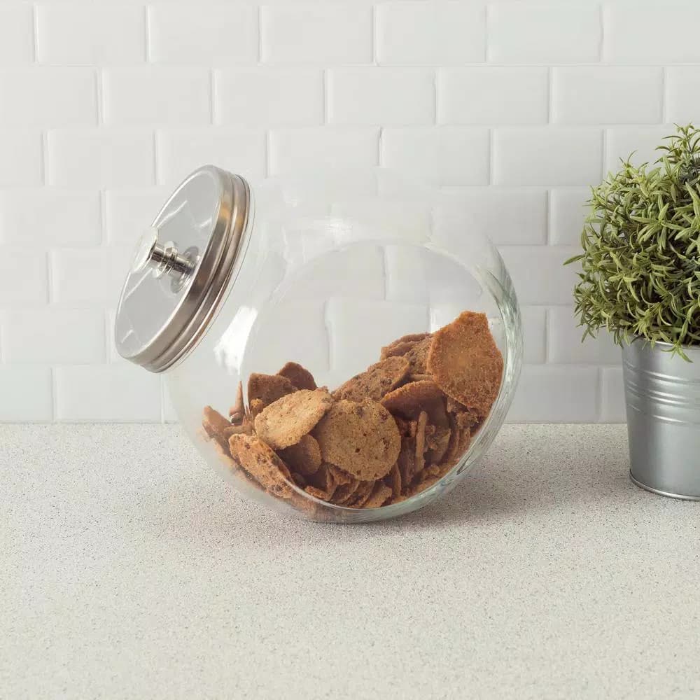 Unbranded 141 oz. Large Clear Glass Candy Jar with Stainless Steel Lid