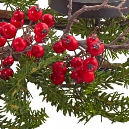 Nearly Natural 6.5 in. Berry and Pine Triple Candle Candelabrum, Red and Green Holiday Tabletop Decor thumbnail 3