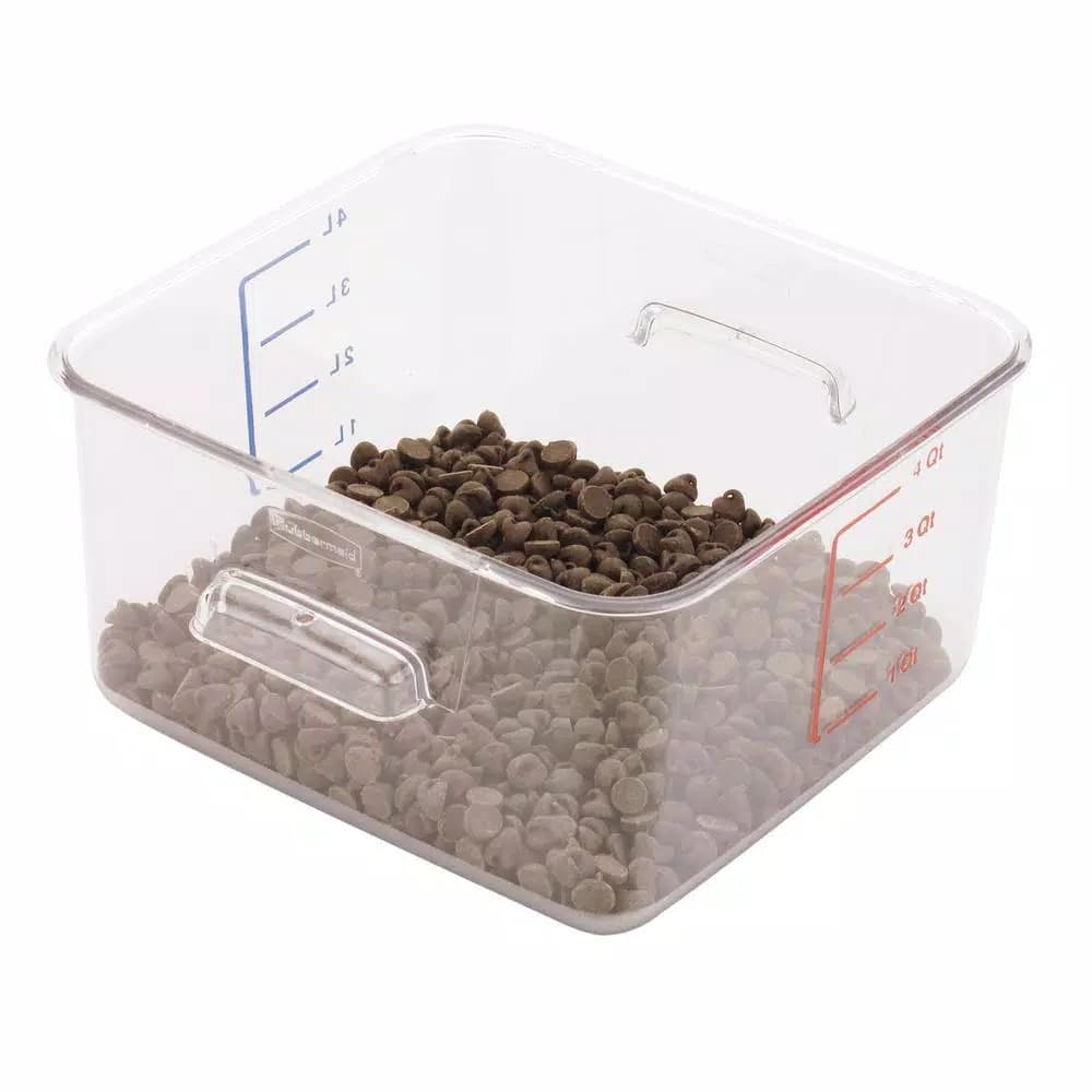 Rubbermaid Commercial Products Rubbermaid Commercial Carb-X 1 Gallon Square Food Storage Container, Clear Polycarbonate