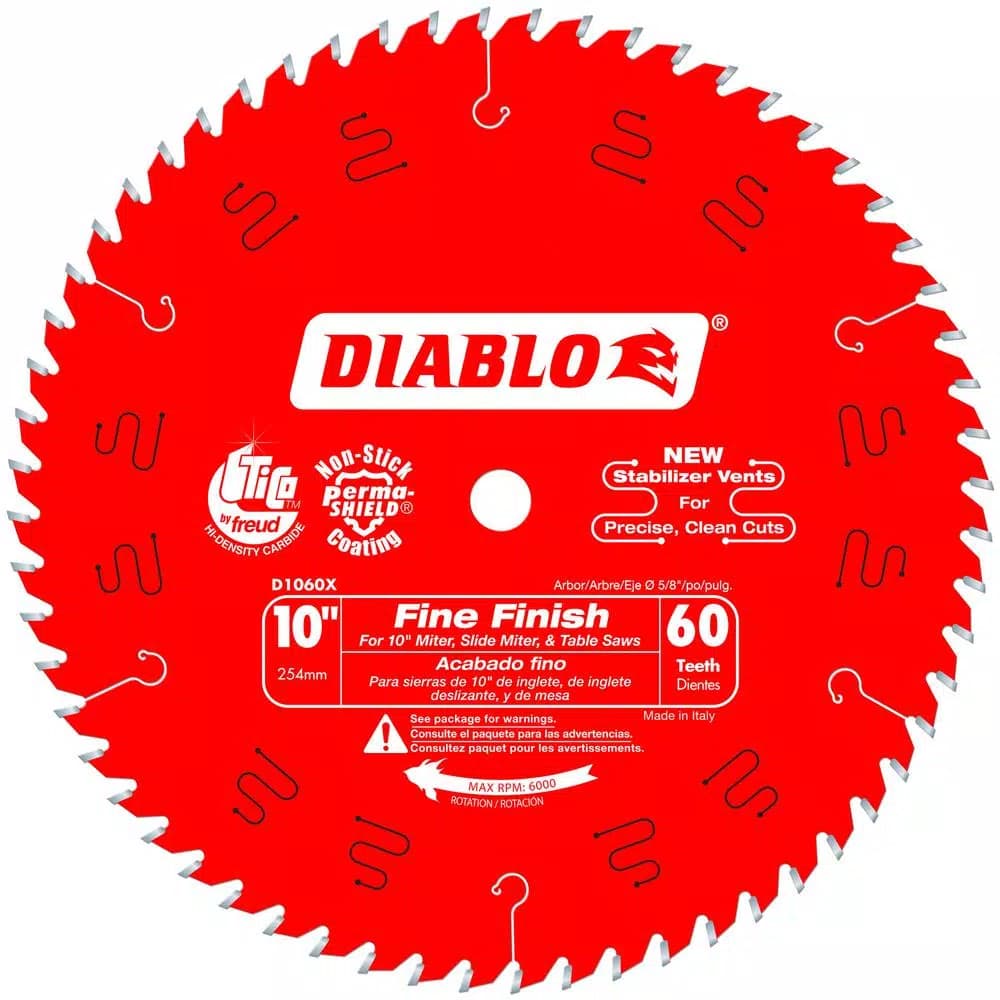Diablo 10 in. x 60-Teeth Fine Finish Carbide Circular Saw Blade