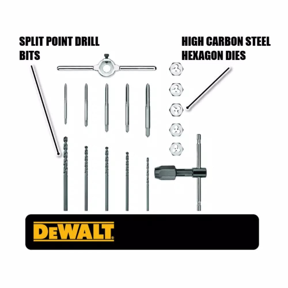 DEWALT DW1451 17-Piece Fractional Tap and Die Set with Drill Bits