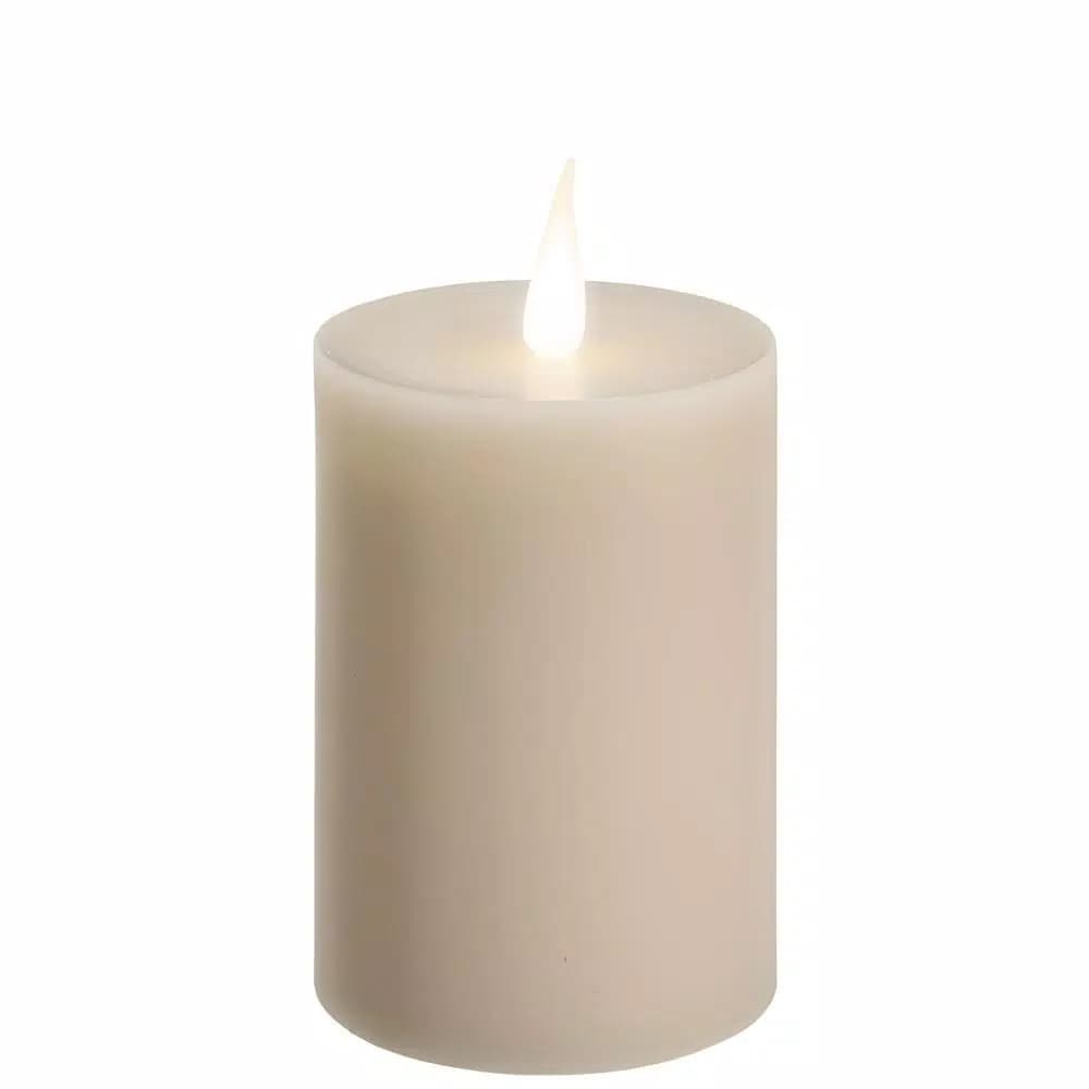 Xodus Innovations 5 in. Ivory Wax Battery Operated LED Flameless Candle with 3D Flame Technology