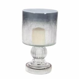 LITTON LANE 10 in. Smoked Black Hurricane Glass Baluster Candle Holder thumbnail 2