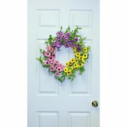 Worth Imports 20 in. Mixed Daisy Silk Flower Wreath - Pink, Purple, and Yellow thumbnail 2