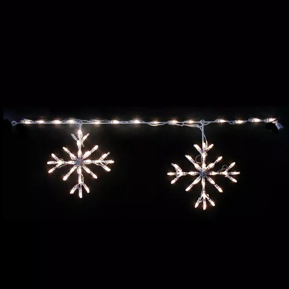 HOLIDYNAMICS HOLIDAY LIGHTING SOLUTIONS Blizzard Artisticks LED Christmas Roofline Decor, Classic White, 70-Count (Set of 2)