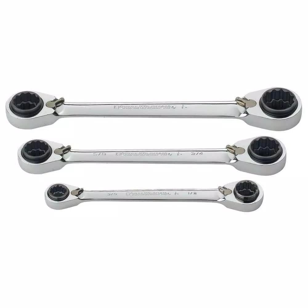 GearWrench QuadBox 3-Piece SAE Double Box Ratcheting Wrench Set