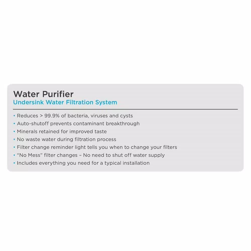 EcoPure Under Sink Water Purifier System with 3-Stage Carbon Block Filtration and Chrome Faucet