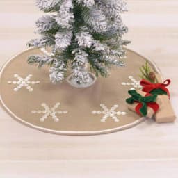VHC Brands 21 in. Pearlescent Natural Tan Coastal Christmas Mini Tree Skirt thumbnail 3