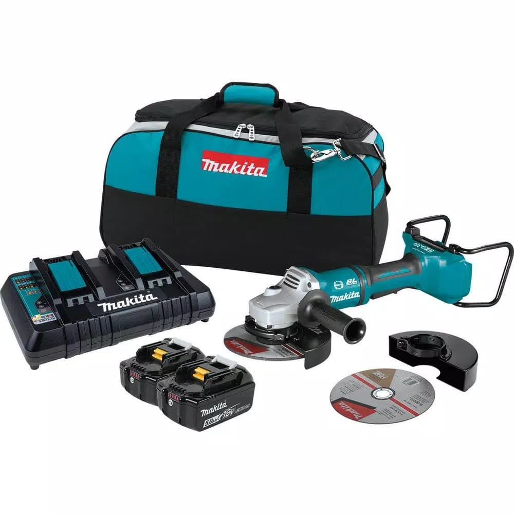 Makita 18V LXT Brushless 4-1/2" Angle Grinder Kit with (2) 5.0Ah Batteries and Charger