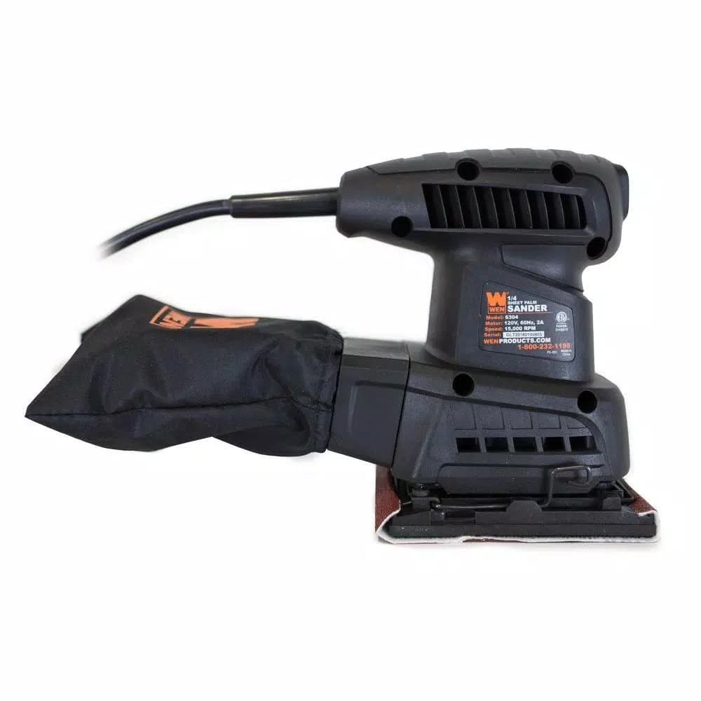 WEN 1/4 Sheet Orbital Palm Sander, 2 Amp, 15,000 OPM