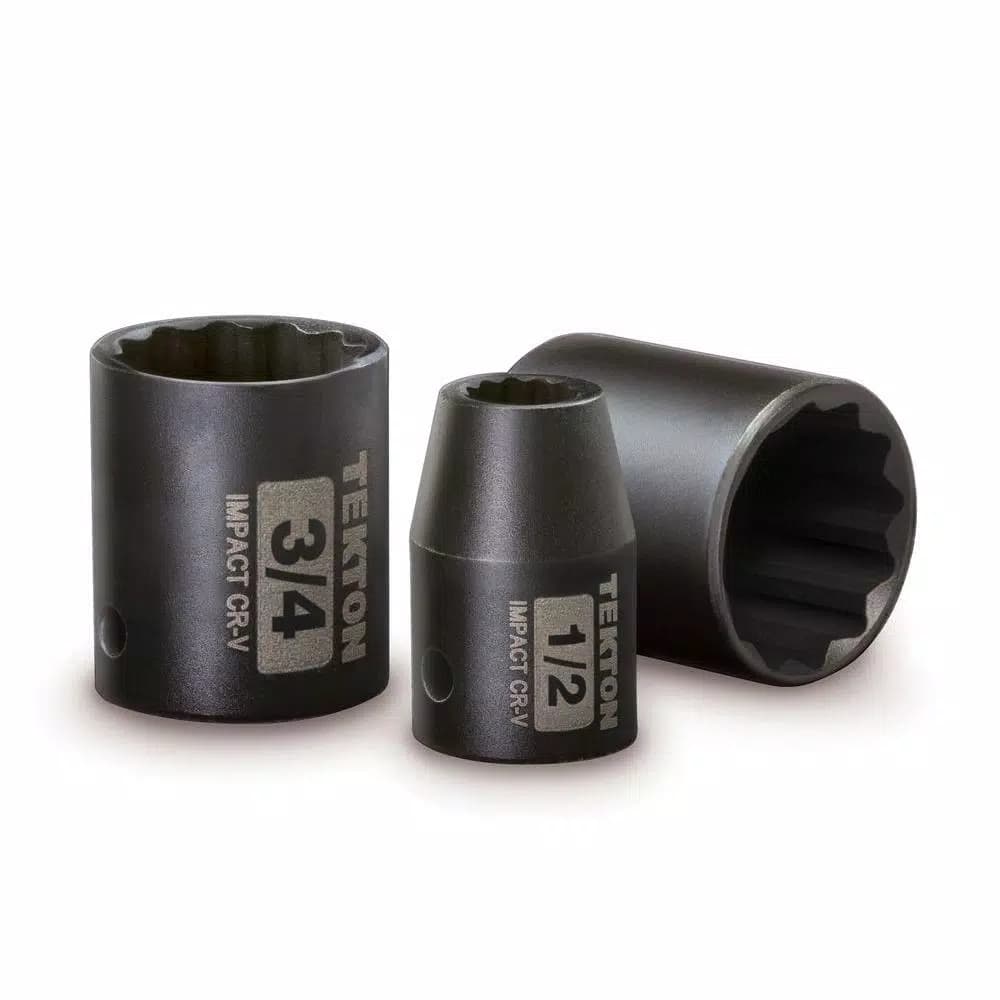TEKTON 1/2 in. Drive 12-Point Shallow Impact Socket Set, 3/8-1-1/4 in. SAE, 14-Piece