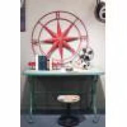 3R Studios 41 in. Compass Rose Metal Wall Plaque - Distressed Red Wall Decor thumbnail 3