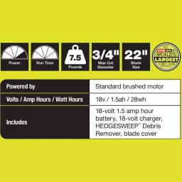 RYOBI ONE+ 18V Lithium-Ion 22 in. Cordless Hedge Trimmer with 1.5 Ah Battery and Charger Included thumbnail 6