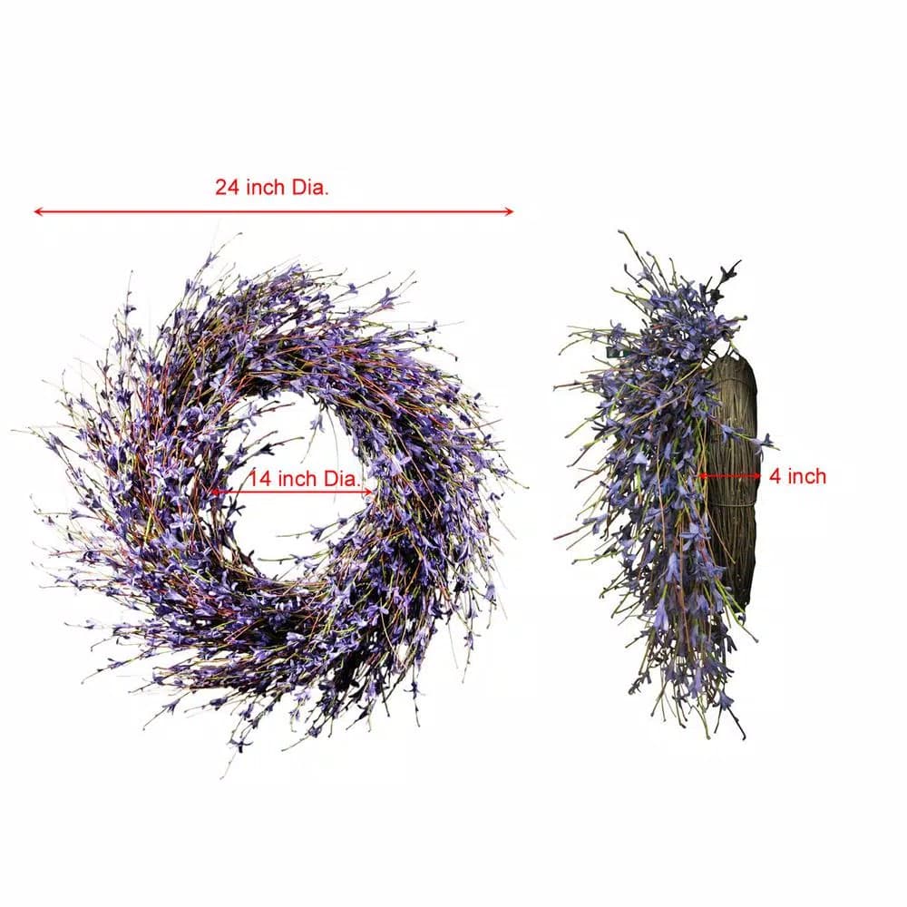 Unbranded 19.7 in. Lavender-Inspired Purple Dried Flower Wreath, Cottage Style