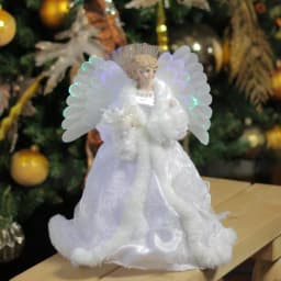 Northlight 13 in. Lighted Fiber Optic Angel Christmas Tree Topper with White Gown thumbnail 3