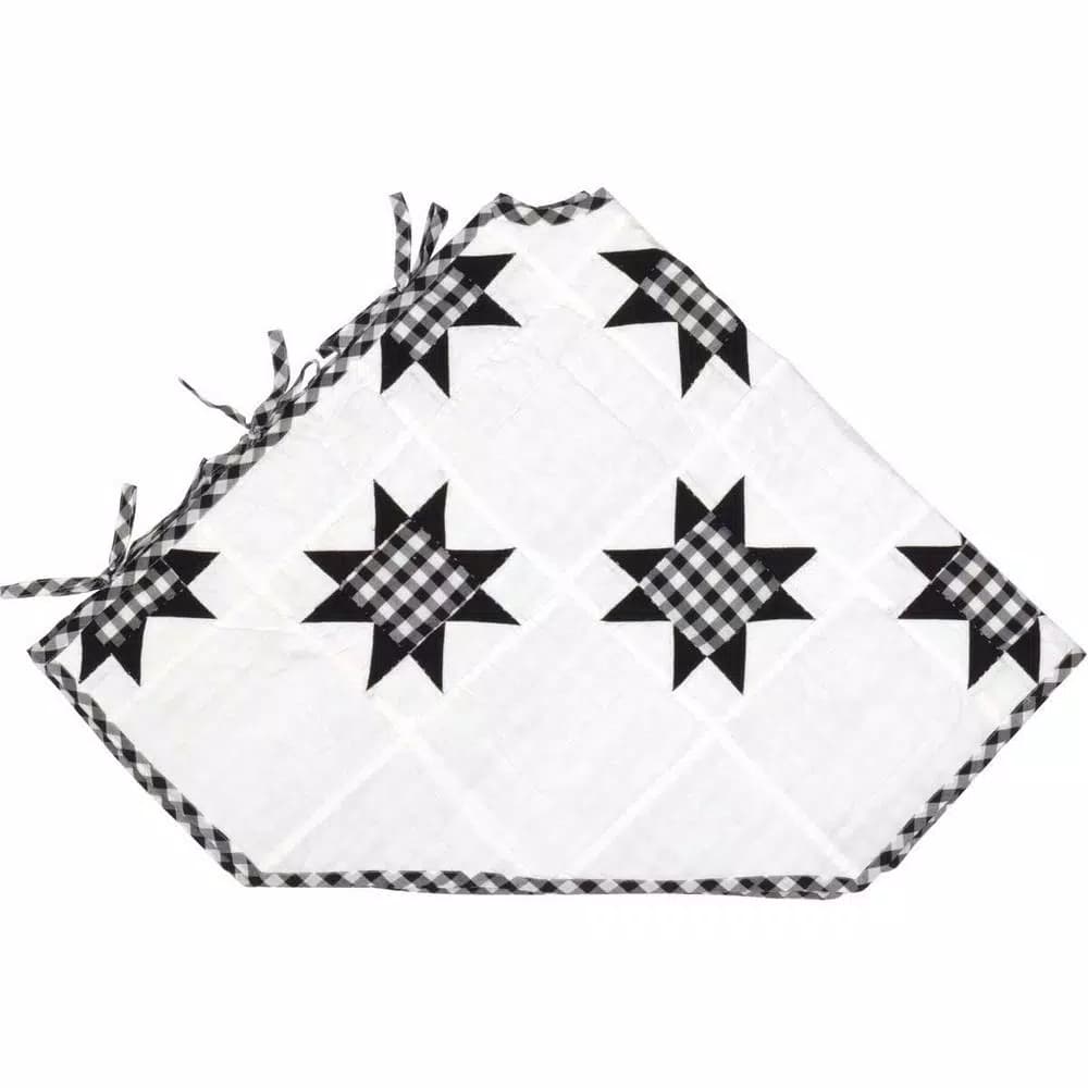 VHC Brands Emmie 55 in. Black and White Patchwork Christmas Tree Skirt - Hand-Quilted Cotton