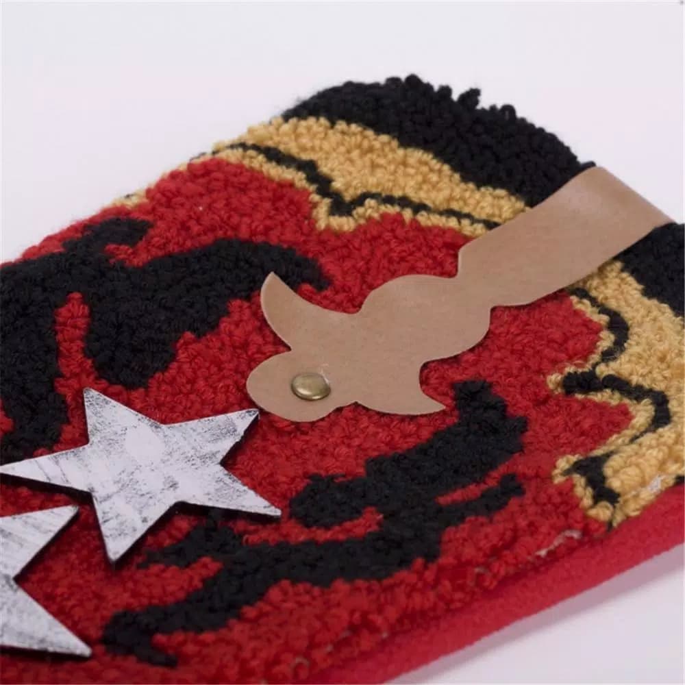 Glitzhome Red Cowboy Boot Christmas Stocking with Decorative Stars and Strap Detailing