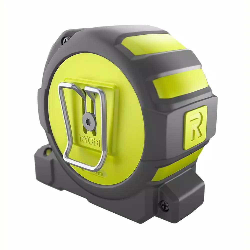 RYOBI 25 ft. Tape Measure with Overmold Housing and Wireform Belt Clip