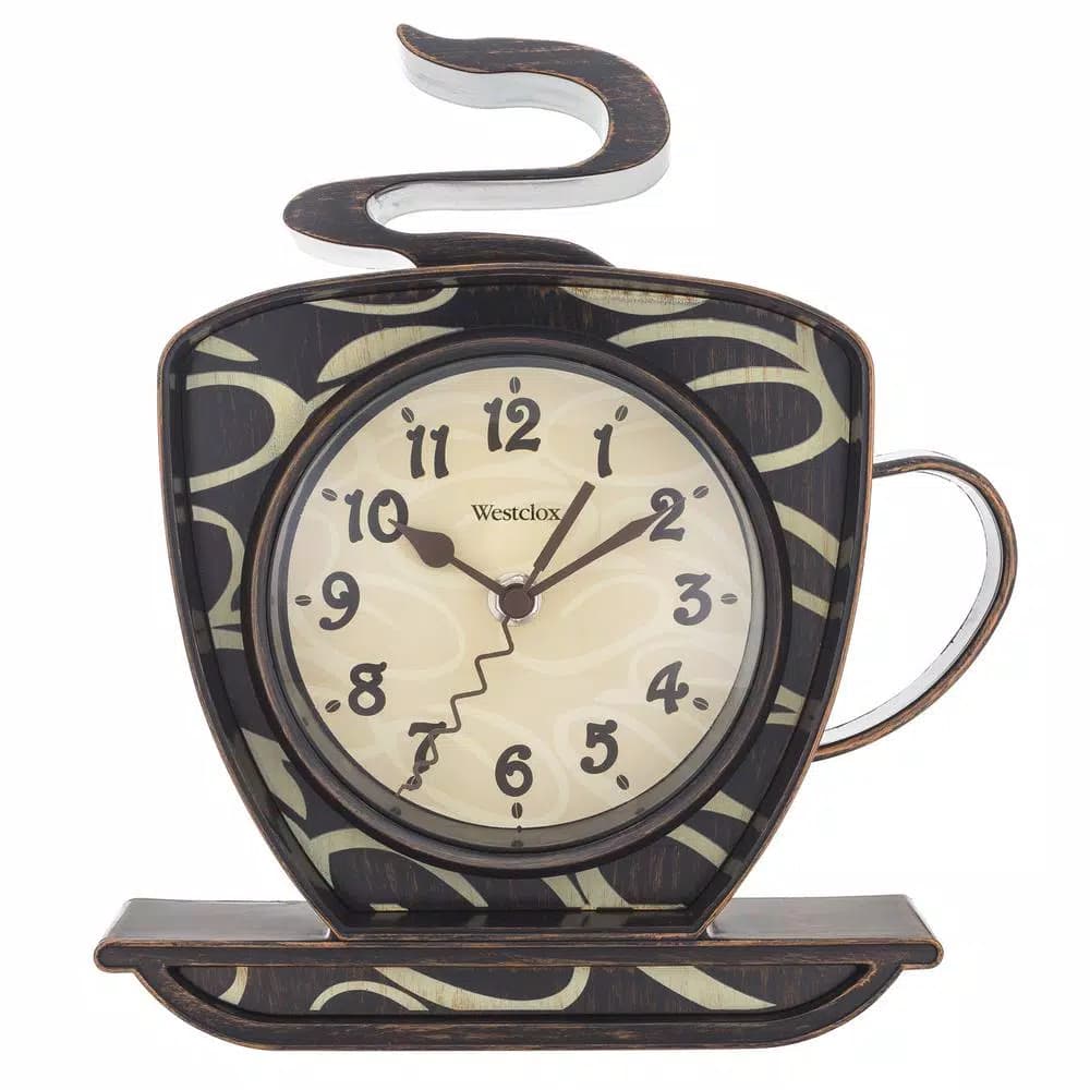 Westclox 3D Coffee Wall Clock - Novelty Irregular Design with Quartz Movement