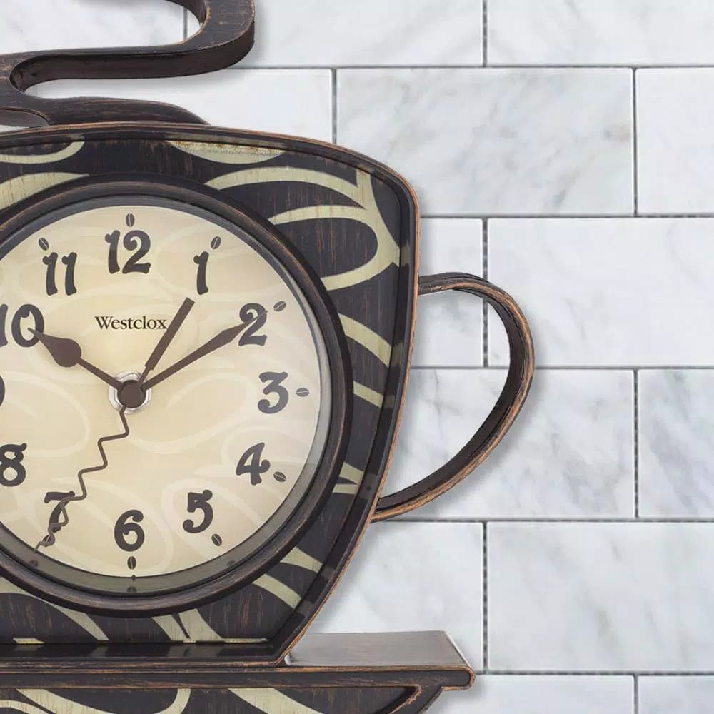 Westclox 3D Coffee Wall Clock - Novelty Irregular Design with Quartz Movement