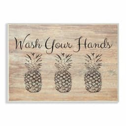 Stupell Industries Wash Your Hands Pineapple Wood Wall Art, 10 x 15 in. thumbnail 1