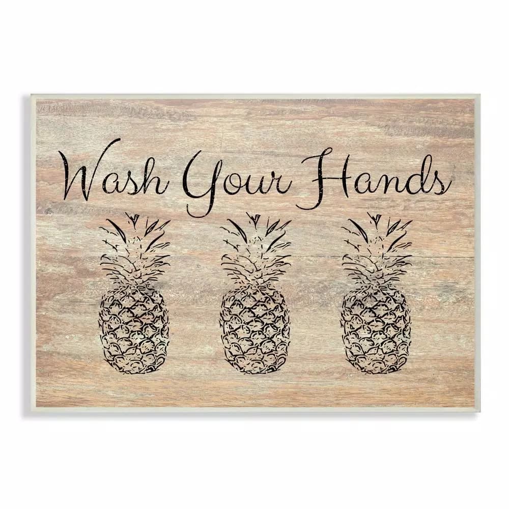 Stupell Industries Wash Your Hands Pineapple Wood Wall Art, 10 x 15 in.