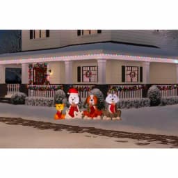 Home Accents Holiday Airblown Inflatables Puppy Pals Christmas Inflatable with Stockings, 7.5 ft. W x 3.74 ft. H thumbnail 2