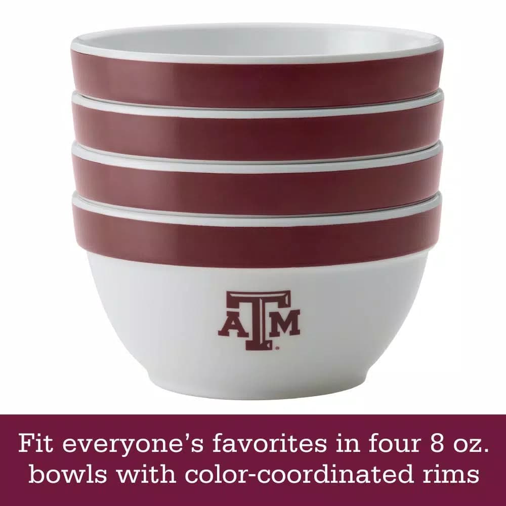 College Kitchen Collection Texas A&M Aggies 4-Piece Party Bowl Set, Maroon, 8 oz