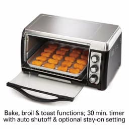 Hamilton Beach 6-Slice Black Toaster Oven with Toast, Bake, and Broil Settings thumbnail 4