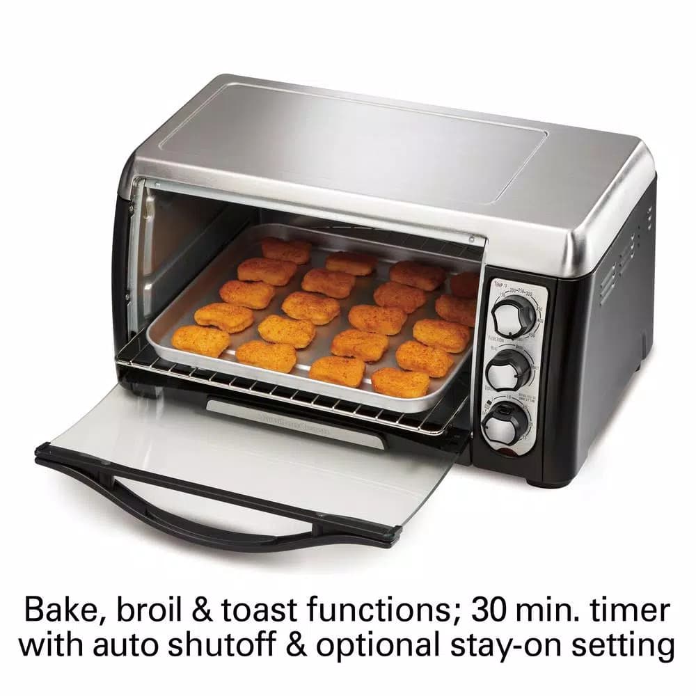 Hamilton Beach 6-Slice Black Toaster Oven with Toast, Bake, and Broil Settings