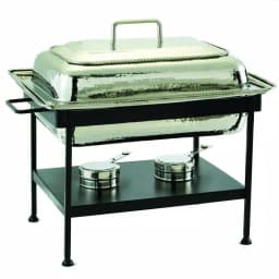 Old Dutch 8 Qt. Rectangular Polished Nickel over Stainless Steel Chafing Dish with Iron Stand thumbnail 1