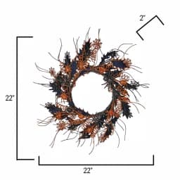 Worth Imports 22 in. Halloween Spider Wreath with Glitter Black and Orange Webs and Leaves thumbnail 2