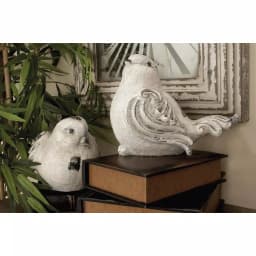 LITTON LANE 8 in. x 12 in. Decorative Bird Sculptures in Distressed White Polystone (Set of 2) thumbnail 1