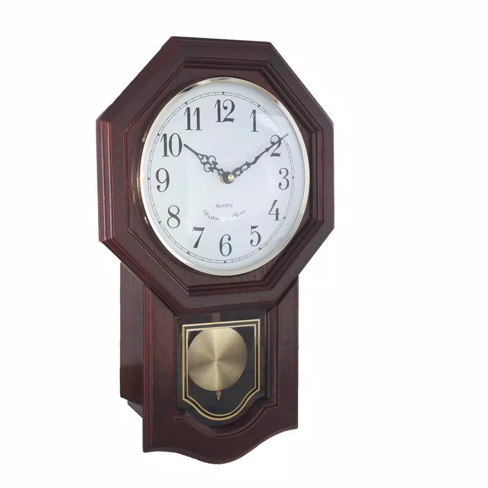 Unbranded Classic Schoolhouse Cherry Wood Wall Clock with Westminster Chime