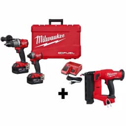 Milwaukee M18 FUEL 18V Brushless Hammer Drill, Impact Driver & 18G Brad Nailer 3-Tool Combo Kit thumbnail 1